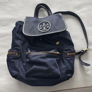 Tory Burch Navy Backpack with Gold Accents
